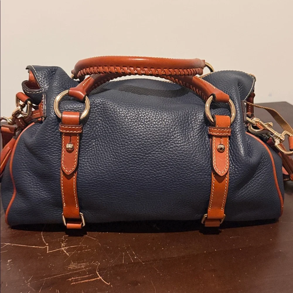 Dooney & Bourke Large Navy Pebble Grain Satchel EUC - Picture 6 of 13
